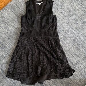 Diane Von Furstenberg Black High Low Lace Dress